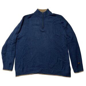 Columbia Men's Sweater 1/4 Zip Blue Ribbed Mock Collar Long Sleeve Outdoor XXL
